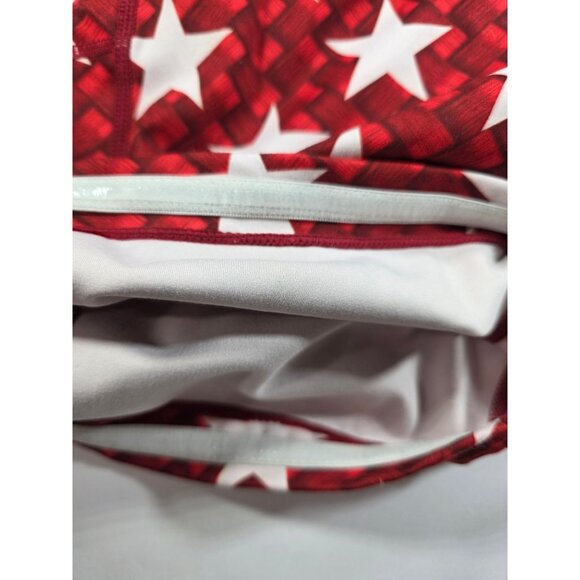CVG shorts red brick white stars M exercise fitness yoga running pockets - Picture 3 of 5